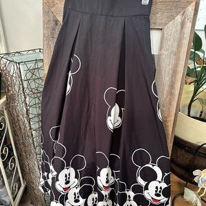Black Mickey Mouse Print Skirt